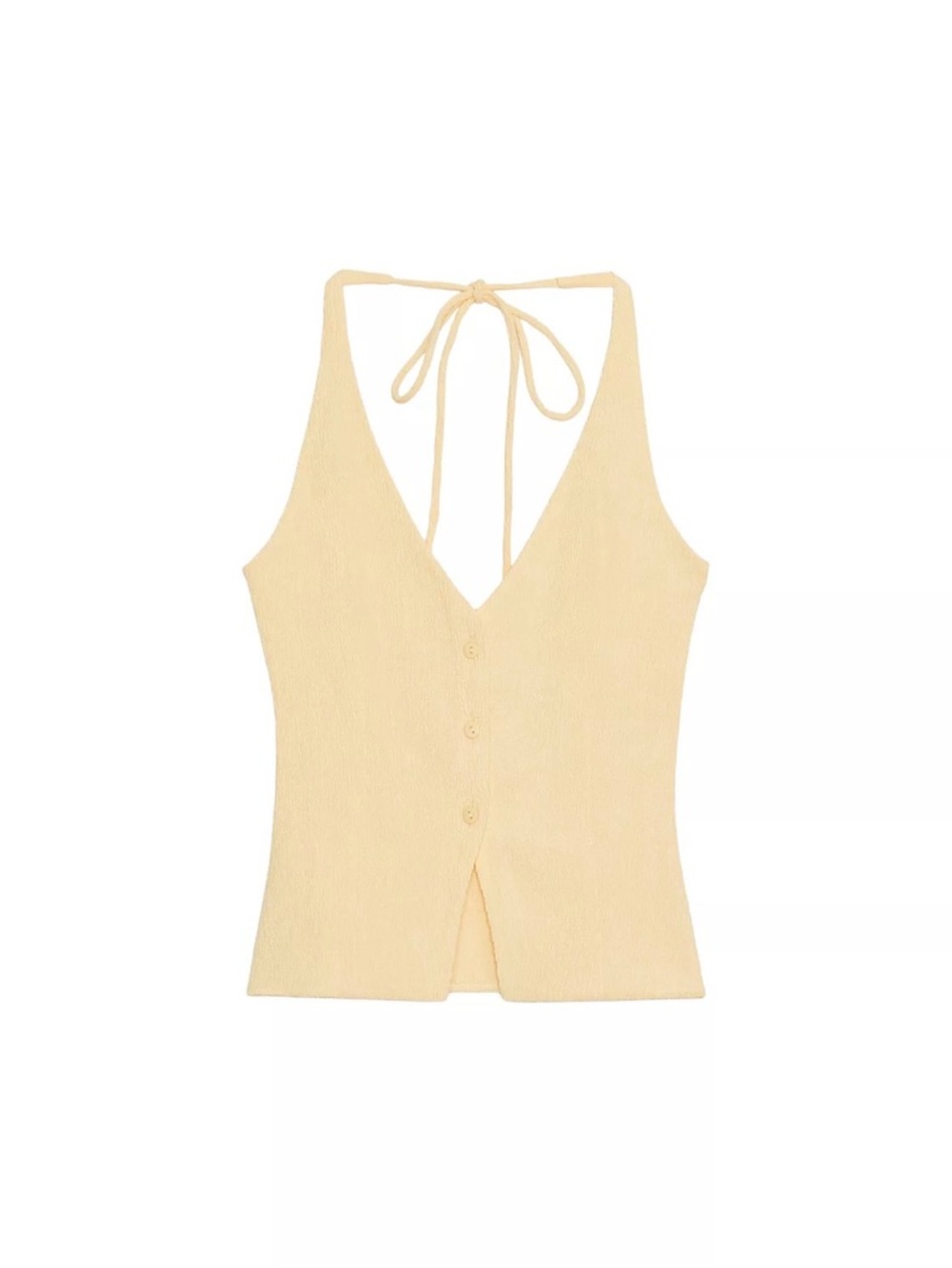 Zara Yellow Textured Halter Vest Top